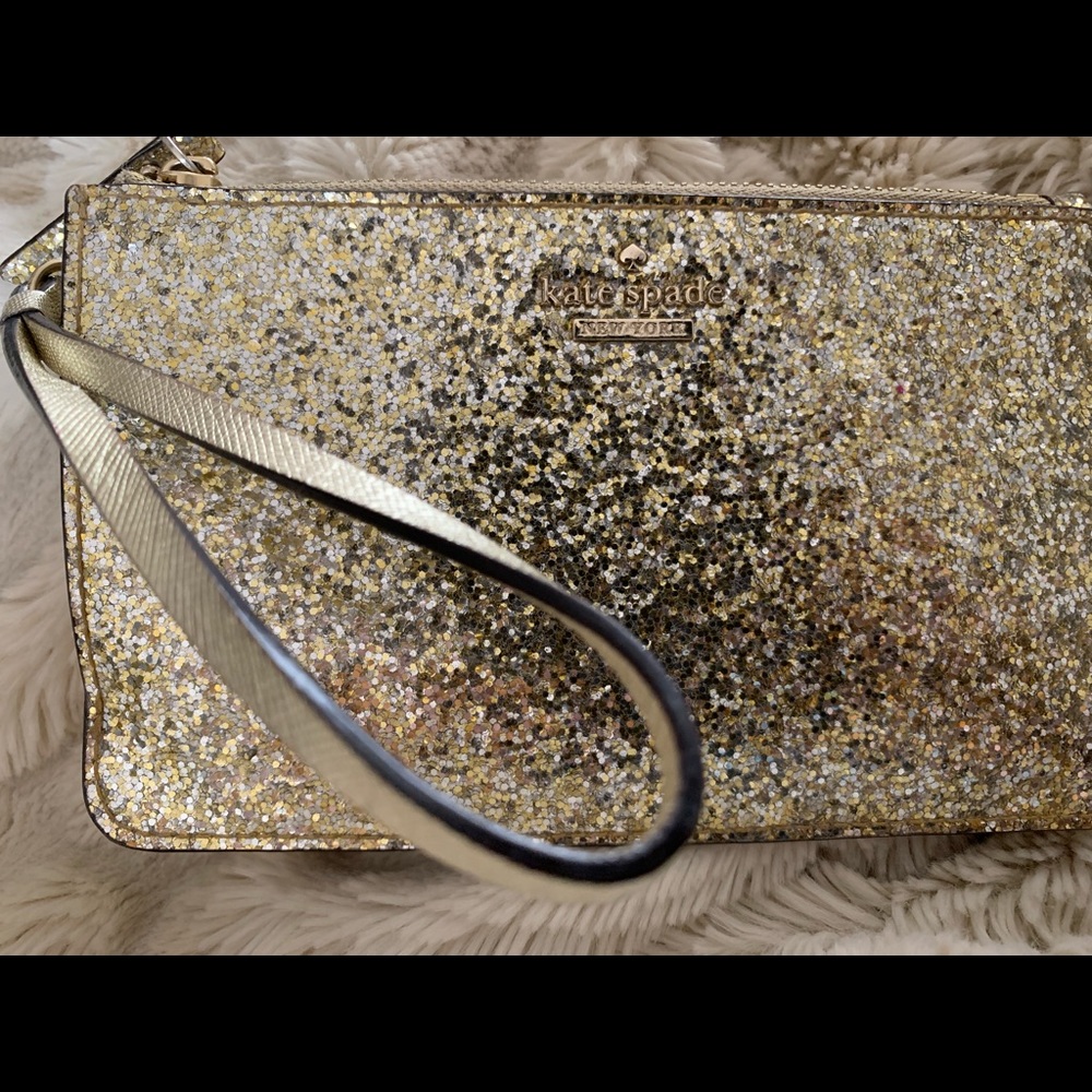 Gorgeous gold glitter Kate Spade wristlet